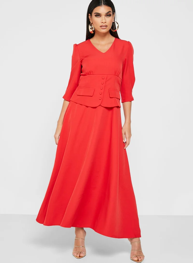 Khizana Detailed Waist Midi Dress