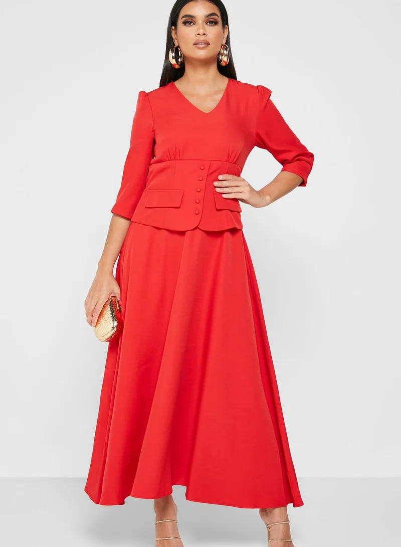Khizana Detailed Waist Midi Dress