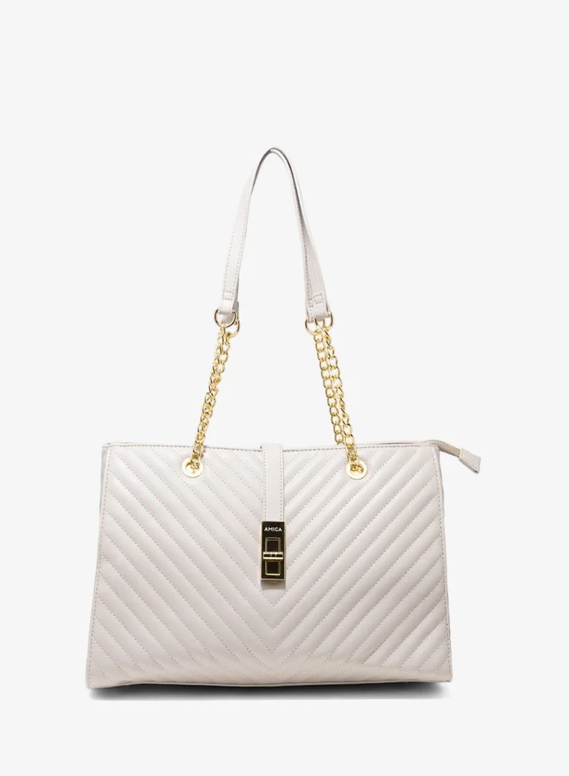 AMICA AMICA Dulce Tote bag With Metal Chain Straps - Beige