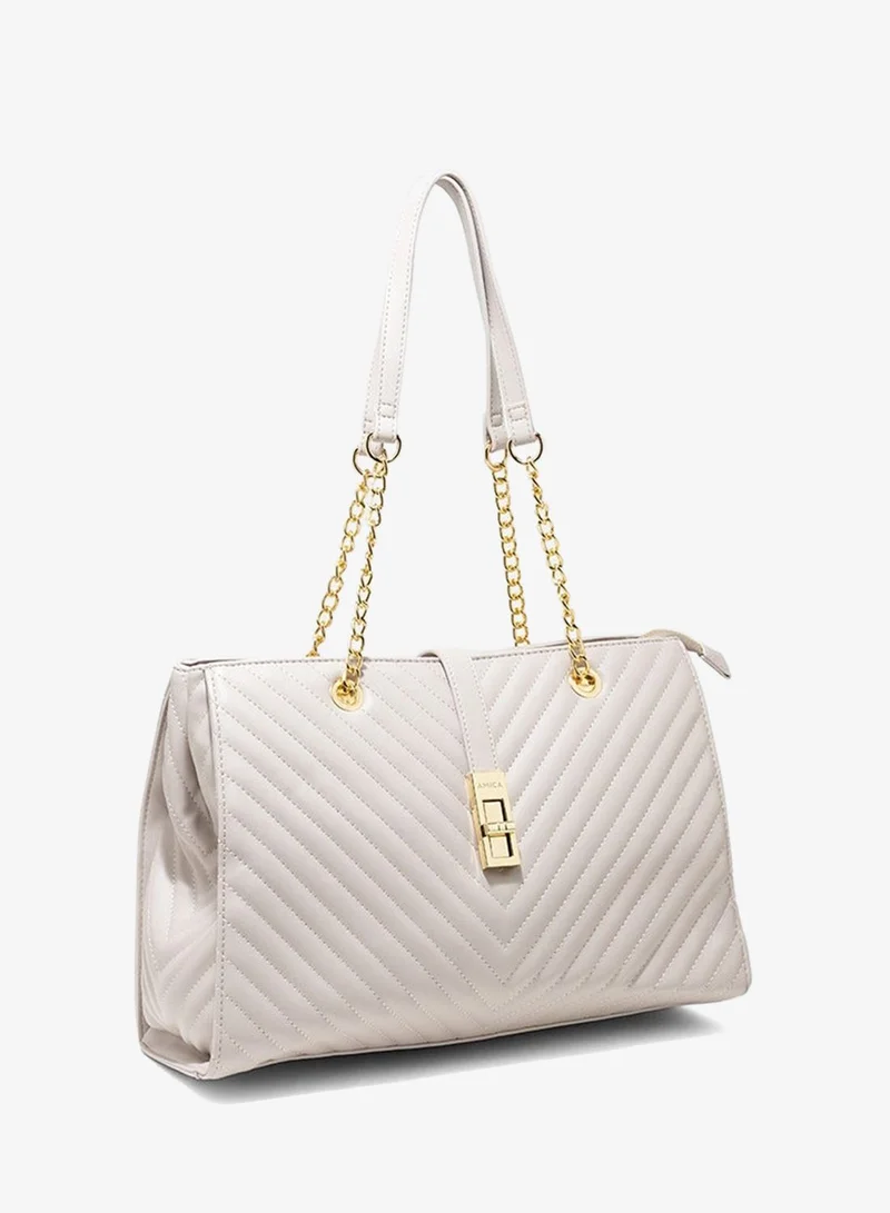 AMICA AMICA Dulce Tote bag With Metal Chain Straps - Beige