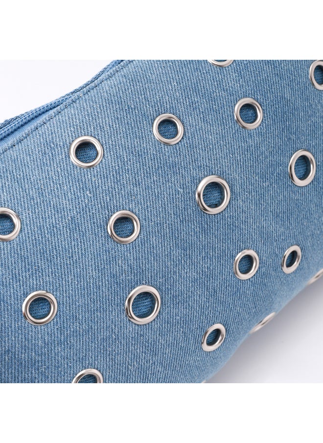 Perforated Light Blue Denim Casual Zipper Closure Clutch - pzsku/Z69EB8B17FF1513340ECEZ/45/_/1716130546/201a5b6f-faa7-4fc7-be09-43545640b963