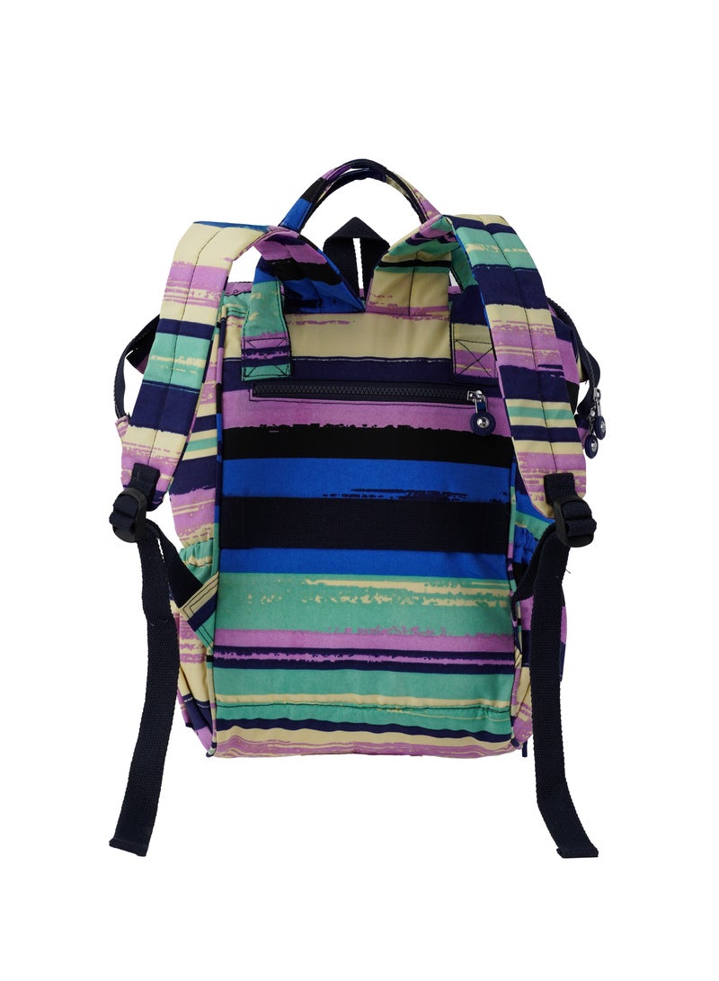 CAPRICE COLLECTION Baby Dipper Bagpack Mommy Bag – Water-Proof Nylon, Multi-Compartment, Adjustable Strap, Multicolor Horizontal Stripes  - Image 2