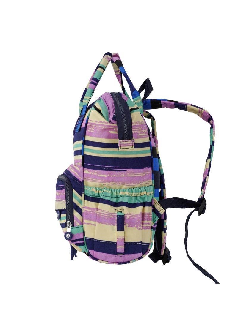 CAPRICE COLLECTION Baby Dipper Bagpack Mommy Bag – Water-Proof Nylon, Multi-Compartment, Adjustable Strap, Multicolor Horizontal Stripes  - Image 3
