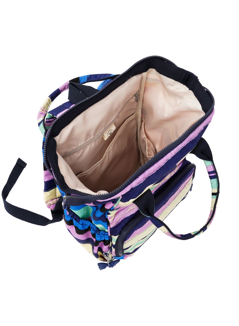 CAPRICE COLLECTION Baby Dipper Bagpack Mommy Bag – Water-Proof Nylon, Multi-Compartment, Adjustable Strap, Multicolor Horizontal Stripes  - Image 5