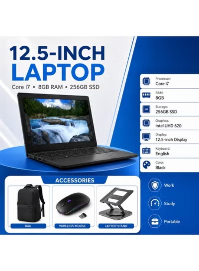 12.5 Inch Full HD Laptop with Core i7 Processor, 8GB RAM, 256GB SSD, Integrated Graphics and Portable Design for Work and Study - Image 1