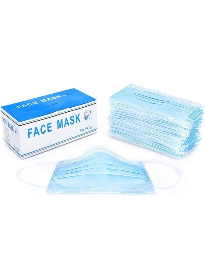 Poaker Disposable Face Masks Black/Blue 50 Pack 3-Ply Breathable Soft And Comfortable Earloop Protection For Adults And Kids Non-Woven Fabric  - Image 2