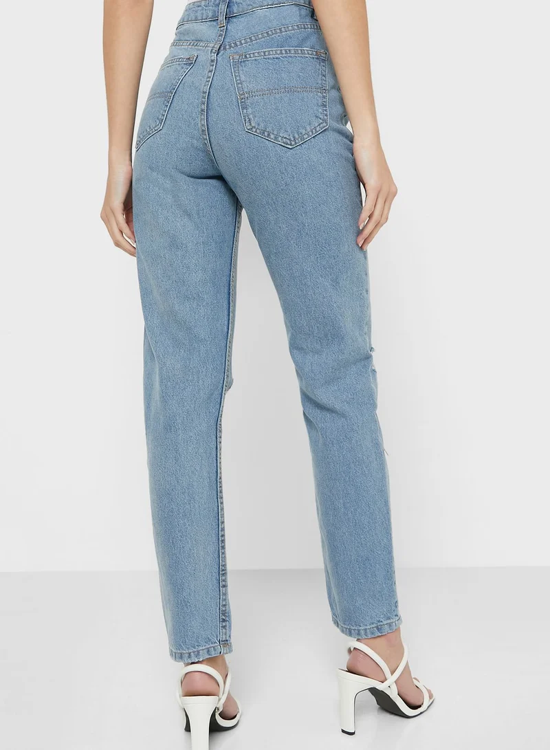 BRAVE SOUL Distressed Mom Jeans