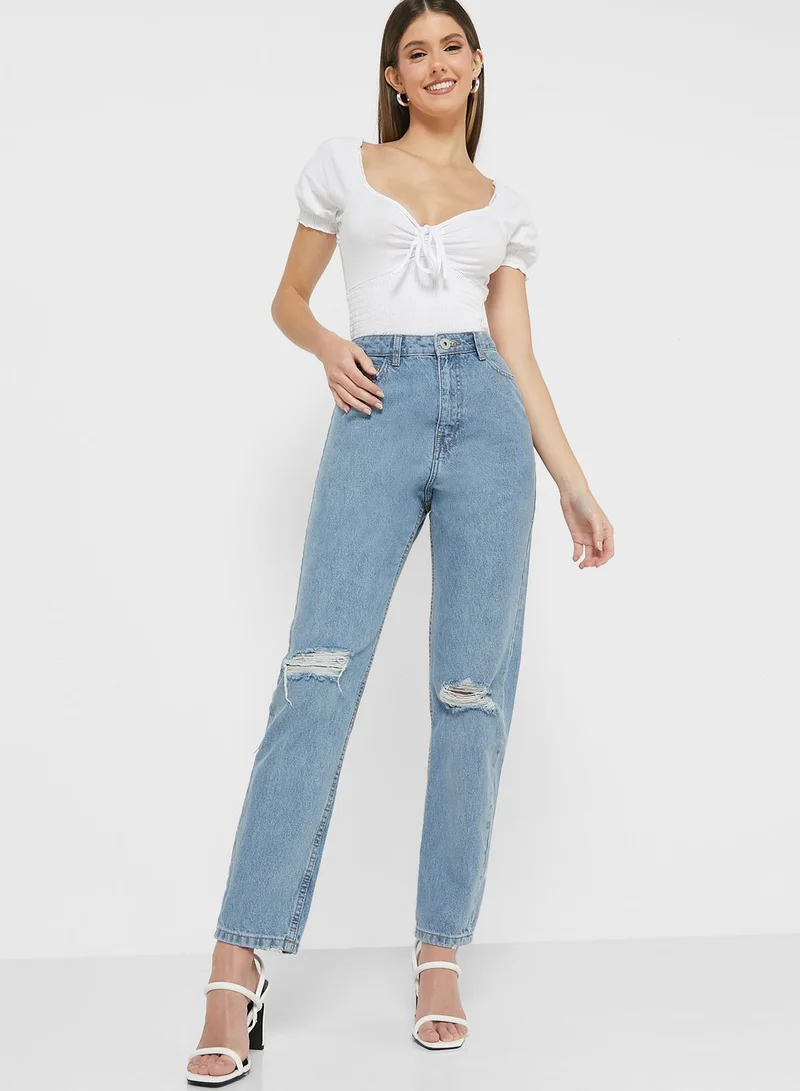 BRAVE SOUL Distressed Mom Jeans