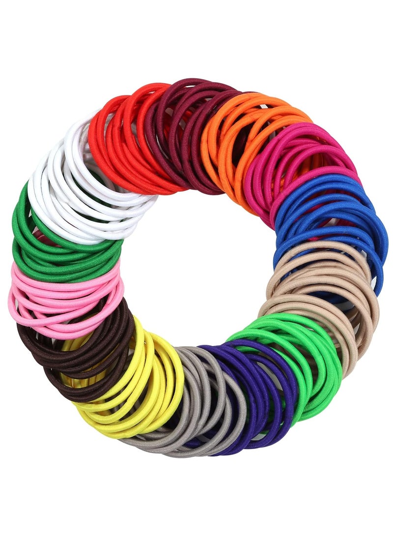 anezus Anezus 200 Pcs Hair Ties for Women Girls Hair Elastics Hair Bands Ponytail Holders Hair Rubber Bands for Thick Straight Curly Hair Multicolored 
