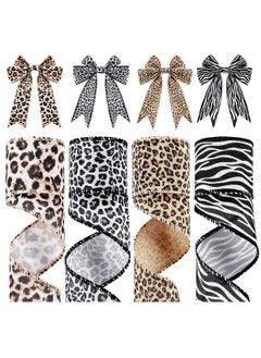4 Rolls 20 Yards Leopard Print Ribbon Animal Print Ribbon Zebra Cheetah Wired Edge Ribbon Leopard Print Ornaments Ribbon Decorative Wrapping Ribbon For Home Diy Craft Decor 2 Inch