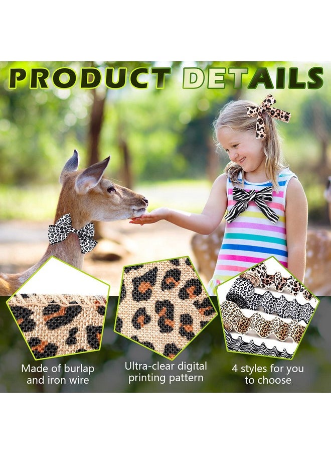Waydress 4 Rolls 20 Yards Leopard Print Ribbon Animal Print Ribbon Zebra Cheetah Wired Edge Ribbon Leopard Print Ornaments Ribbon Decorative Wrapping Ribbon For Home Diy Craft Decor 2 Inch  - Image 4