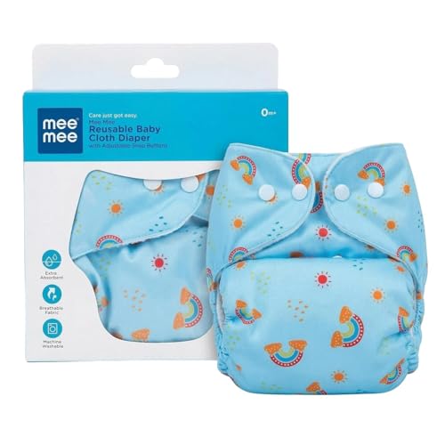 Mee Mee Reusable Cloth Diapers for Babies (0–3 Years) | Adjustable & Machine Washable | Leakproof Design | Double Absorption with Protective Cover | Soft, Breathable & Hypoallergenic - Image 1