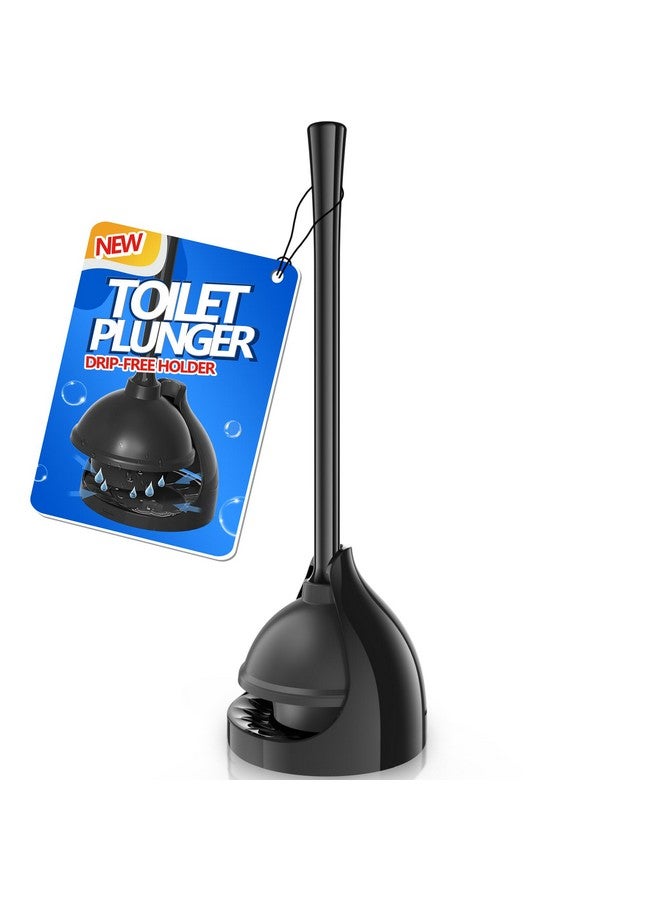 LOVLOY Toilet Plunger with Holder, Plunger with Unique Holder for 5.7-inch Toilet Drain, Plungers for Bathroom with Holder, Toilet Plunger Heavy Duty (1, Black) - Image 1