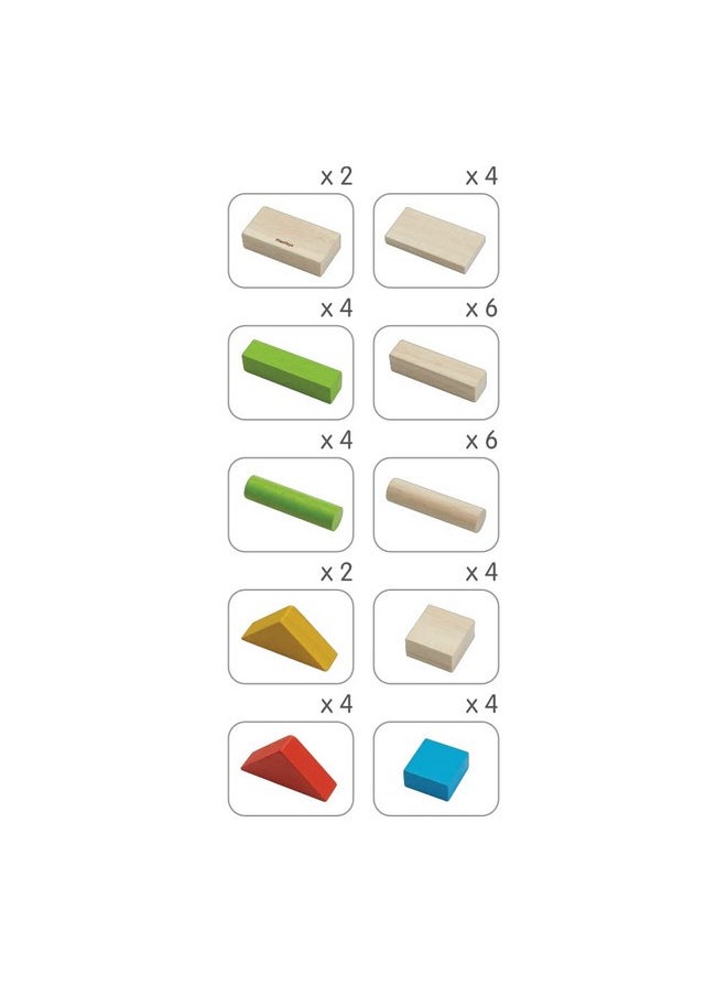 PlanToys Wooden Building Blocks - 40 Unit Blocks Natural And With Color (5513) | Sustainably Made From Rubberwood And Non-Toxic Paints And Dyes  - Image 3