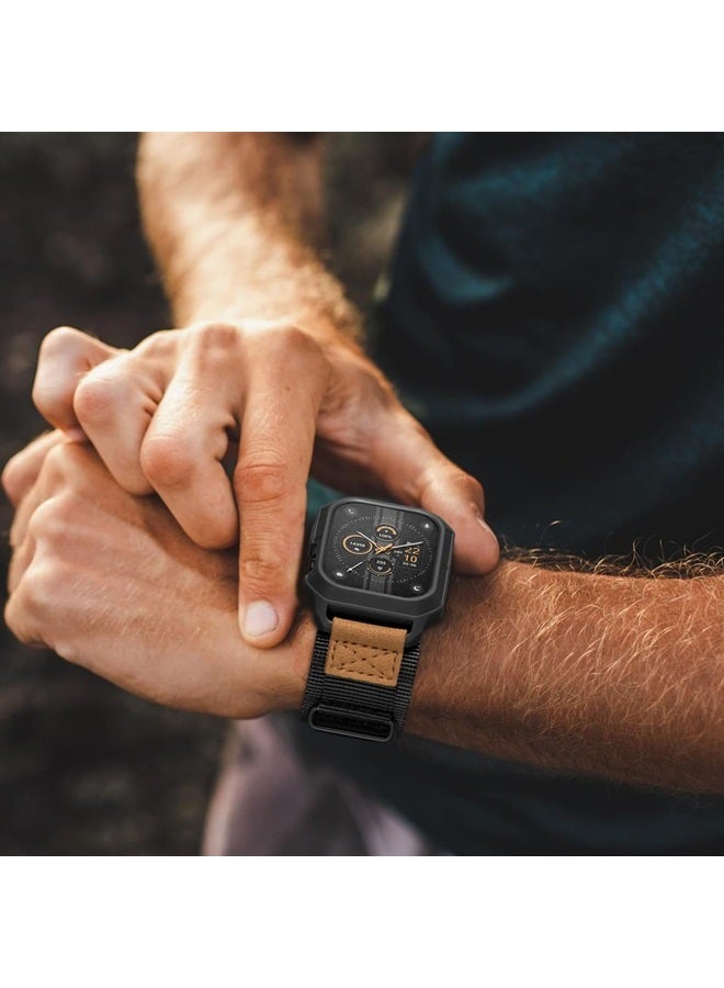 SUNFWR Bands Compatible with Apple Watch 44mm 45mm with Case,Rugged Velcro Nylon Sport Apple Watch Starp with Protective Cover for iwatch Series 8/7/6/5/4 SE for Men(Black) - Image 3