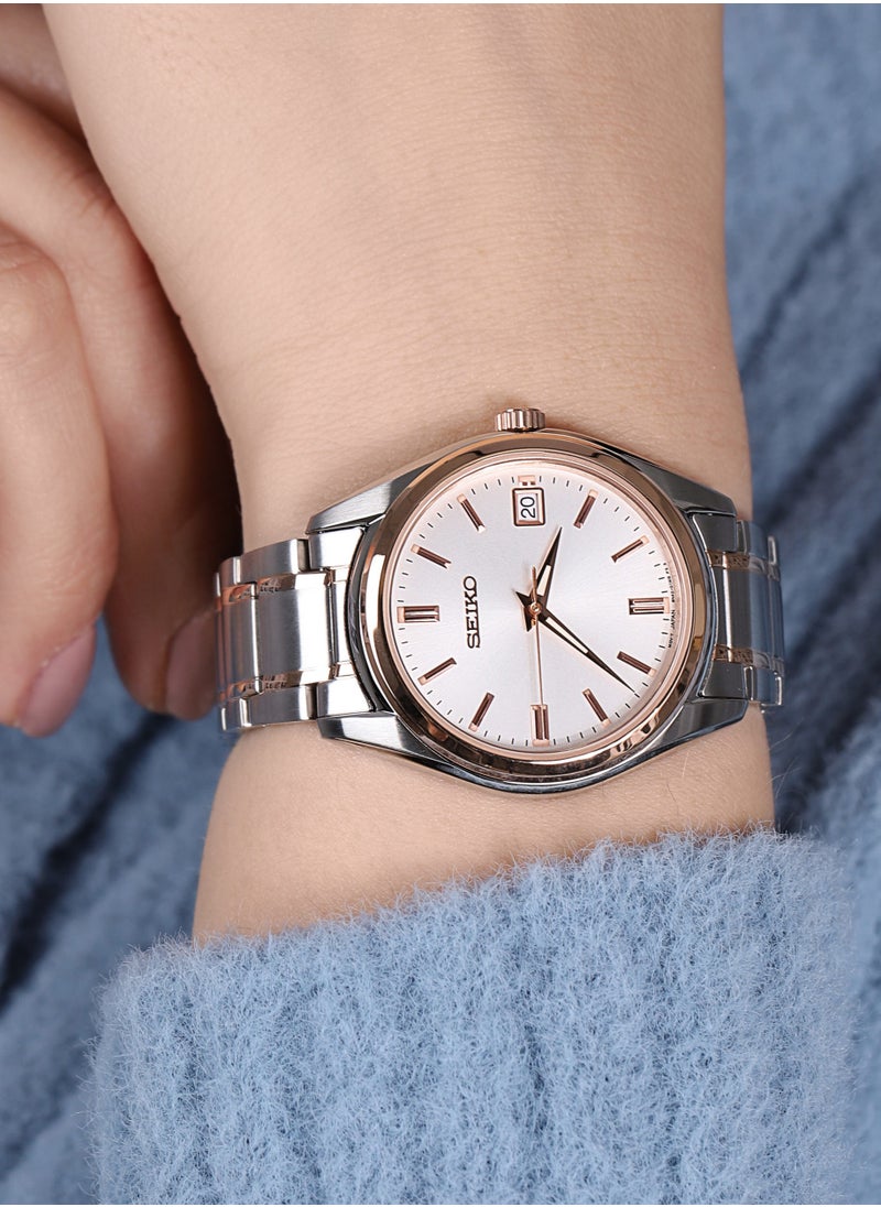 Seiko Ladies' Hand Watch QUARTZ Stainless Band, White Dial SUR322P1  - Image 2