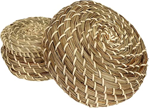 Dicunoy Set of 3 Small Wicker Basket with Lid, Round Woven Seagrass Baskets, Little Handmade Rattan Storage Basket Box for Shelf, Home, Bathroom Decor - Image 5