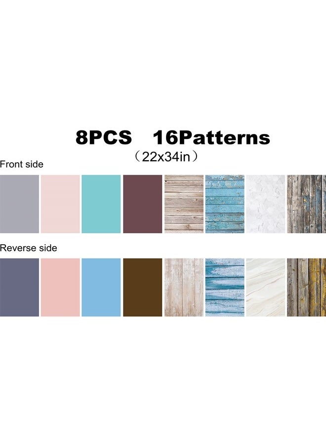Toining - Backdrops for Food Photoshoot with T-Shape Background Stand | 8pcs 16patterns 22x34inch | Product Photo Backdrop | Photo Background Props | Tabletop Photo Backdrops - Image 1