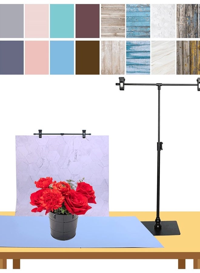 Toining - Backdrops for Food Photoshoot with T-Shape Background Stand | 8pcs 16patterns 22x34inch | Product Photo Backdrop | Photo Background Props | Tabletop Photo Backdrops - Image 1