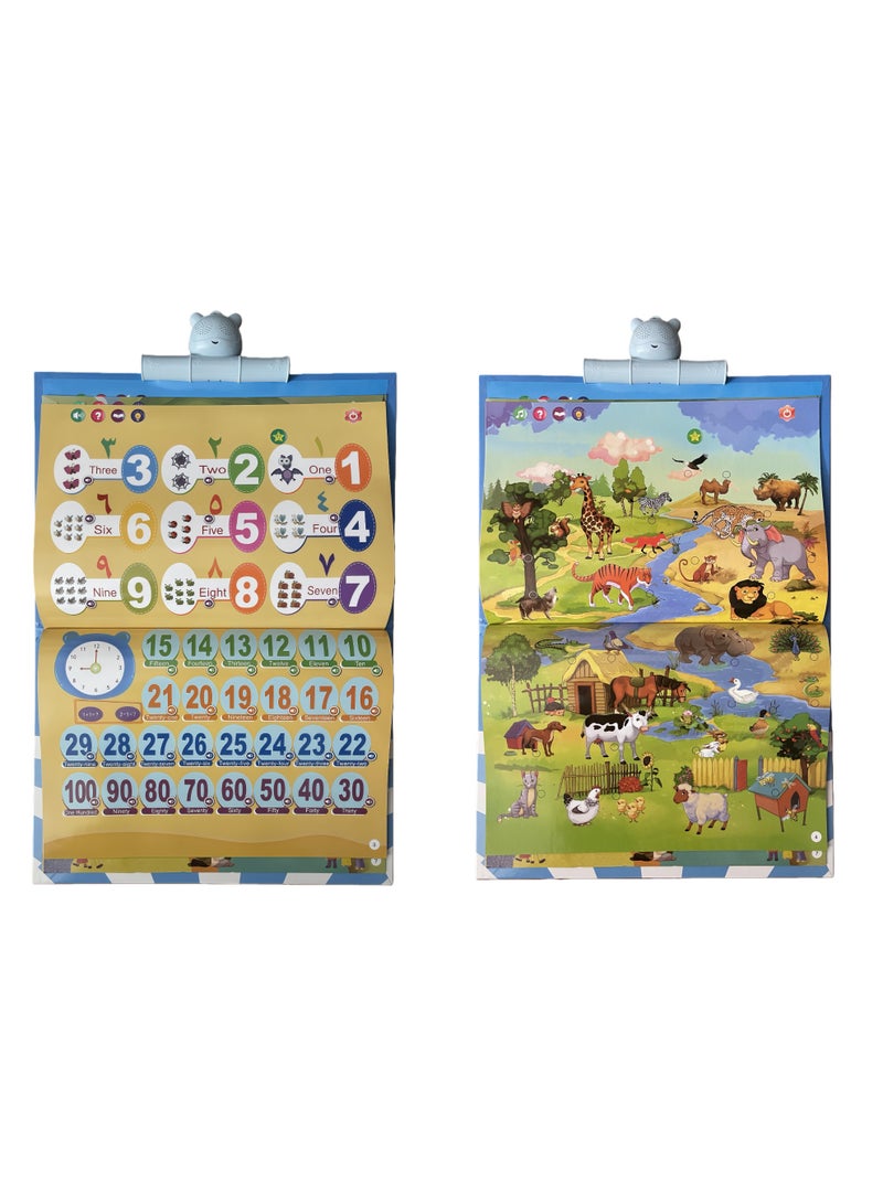 2-in-1 Arabic English Sound d Book Interactive Talking Book Early Educational Reading Toy for Toddlers Boys Girls with Rich Contents, USB Charging, Touch & Read Electronic Educational Book with Sound - Image 5