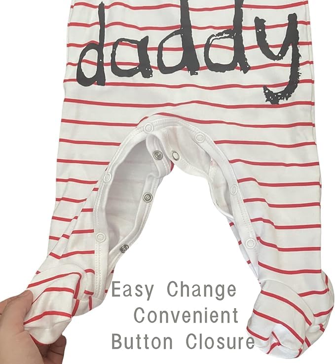 aomomo Unisex-Baby Clothes Twins Bodysuits I Love Daddy Mummy Romper Set, Newborn Cotton Footed Pajamas (0-3 Months) - Image 5