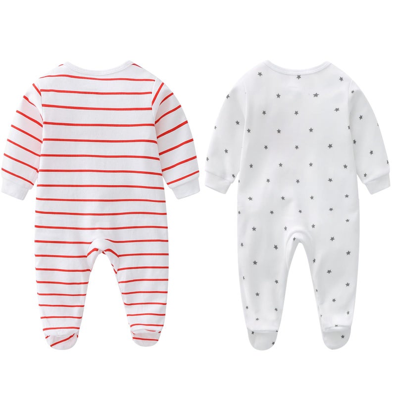 aomomo Unisex-Baby Clothes Twins Bodysuits I Love Daddy Mummy Romper Set, Newborn Cotton Footed Pajamas (0-3 Months) - Image 2