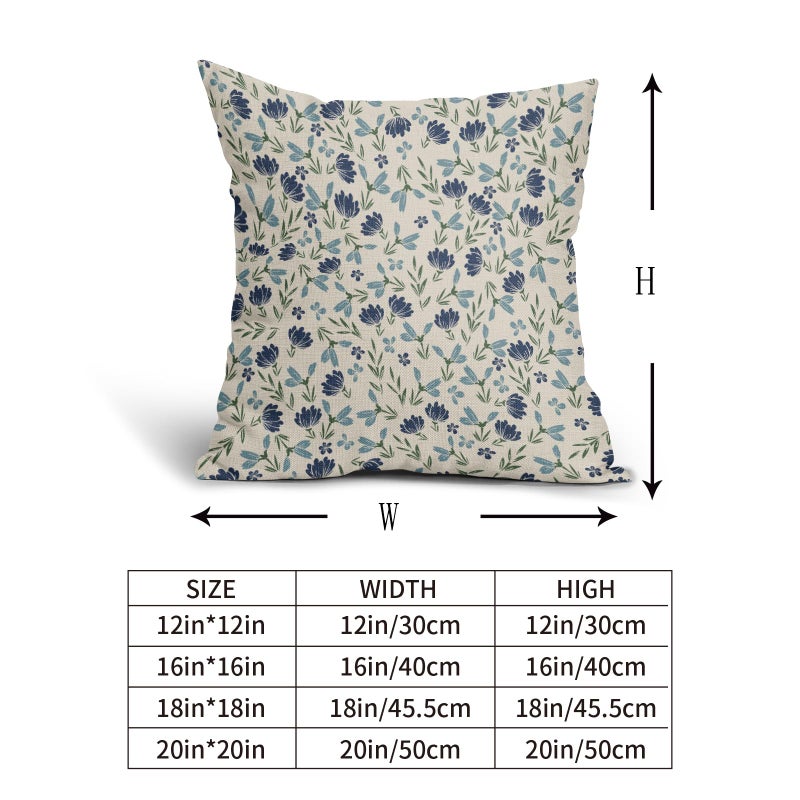 Aytipun Green Teal Navy Blue Floral Pillow Covers 18x18 Set of 2 Vintage Rustic Old Style Cute Small Flower Print Decorative Outdoor Pillowcases Farmhouse Throw Cushion Case Decor for Couch Sofa Bed - Image 5