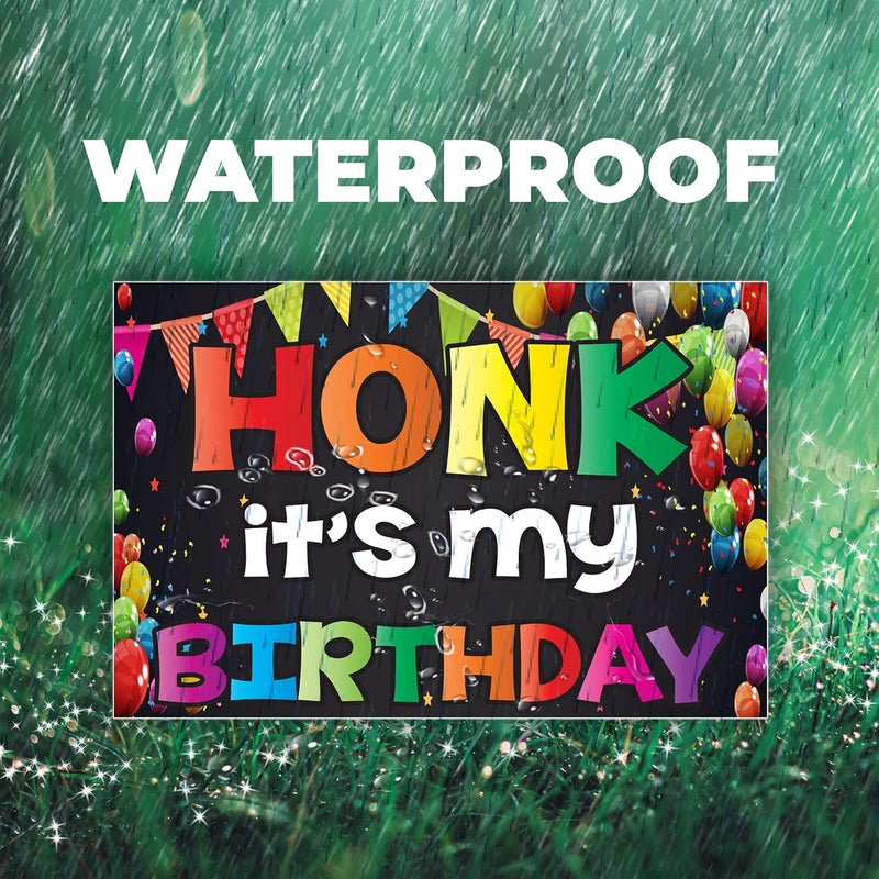 VictoryStore Honk Its My Birthday Yard Sign Set of 4 Double Sided Outdoor Birthday Signs Stakes Included 12x18 - Image 3