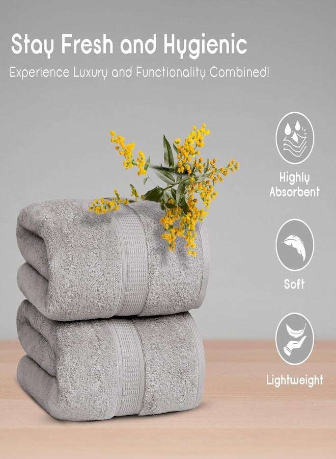 Ariv Premium Jumbo Bath Towels Pack of 2, Beach Towel, Extra-Large Bath Sheets, 100% Cotton, Super Soft, Highly Absorbent, Quick Dry, Durable, Great Value, Perfect for Home & Bathroom - Platinum - Image 2