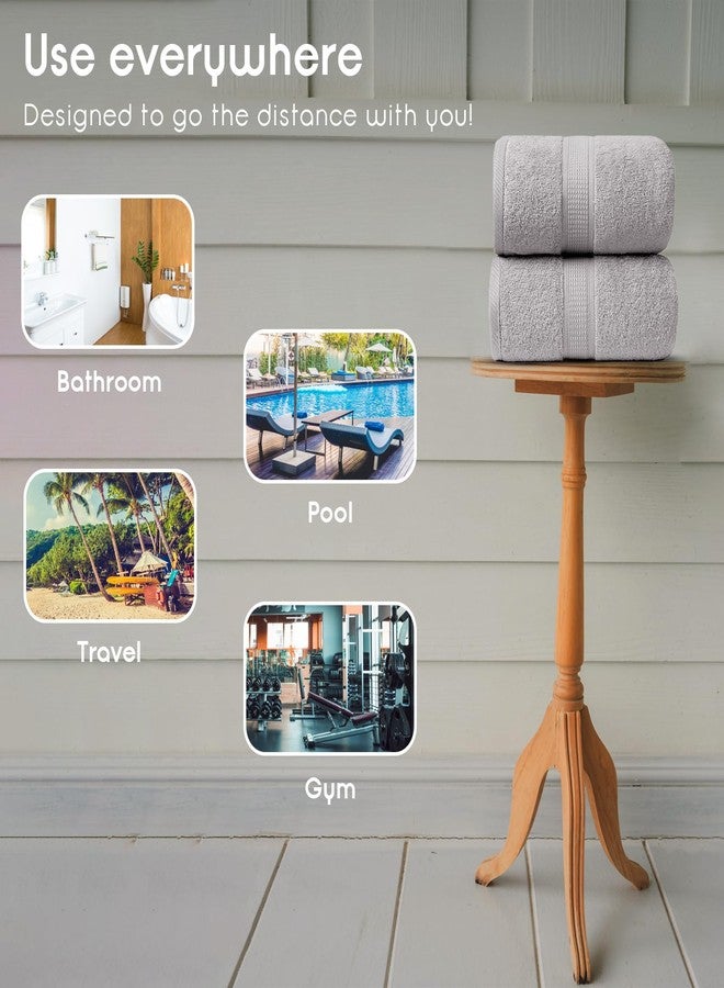 Ariv Premium Jumbo Bath Towels Pack of 2, Beach Towel, Extra-Large Bath Sheets, 100% Cotton, Super Soft, Highly Absorbent, Quick Dry, Durable, Great Value, Perfect for Home & Bathroom - Platinum - Image 4
