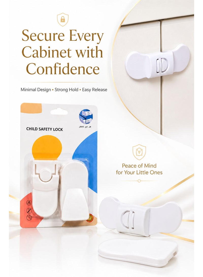 Child Safety Lock for Cabinets & Drawers, Strong Adhesive Baby Proof Cabinet Lock, Flexible Safety Latch for Cupboards, Sliding Doors & Furniture (White) - Image 3