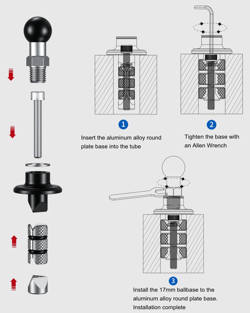 BRCOVAN Metal Motorcycle Fork Stem Mount Base with 17mm TPU Ball for Stems 12mm to 25.4mm in Diameter, Compatible Motorcycle Bike Phone Mount Holder with 17mm Ball Socket - Image 4