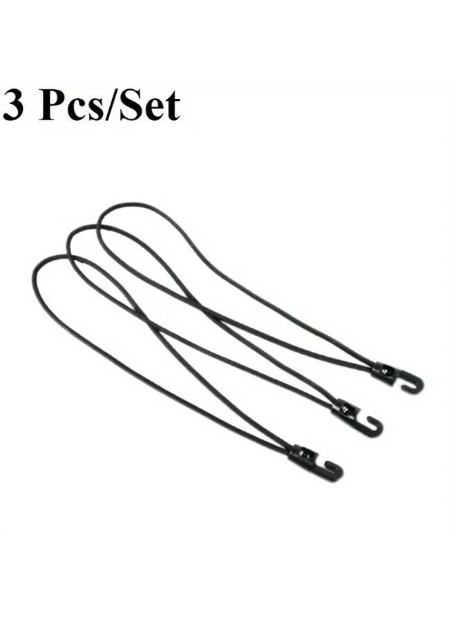 3Pcs Black Elastic Luggage Rope Durable PP Material Bungee Cord for Motorcycle Bicycle Outdoor Riding - Image 5