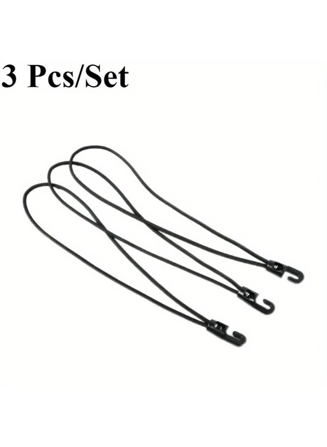 3Pcs Black Elastic Luggage Rope Durable PP Material Bungee Cord for Motorcycle Bicycle Outdoor Riding - Image 1