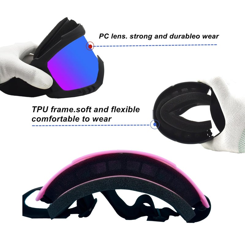 LJDJ Dirt Bike Goggles, 2 Pack ATV Off-Road Riding Motorcycle Motocross Glasses with Sun UV Protection Balaclava Full Face Cover for Youth, Teens, Men & Women - Image 4