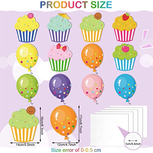 Yexiya 60 Pieces Colorful Cupcake Cutouts Birthday Classroom Bulletin Board Decorations Creative Cupcakes Balloons Cutouts Name Tags for Classroom Door Decorations (Cupcake, Balloons) - Image 2