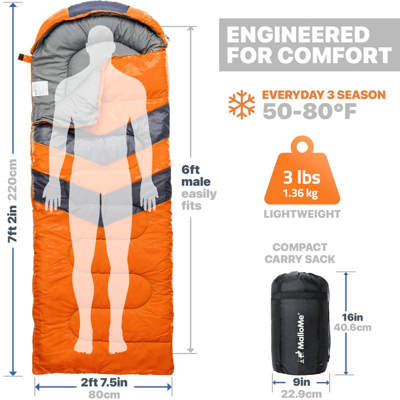 Mallome Sleeping Bags For Adults Cold Weather & Warm - Backpacking Camping Sleeping Bag For Kids 10-12  Girls  Boys - Lightweight Compact Camping Essentials Gear Accessories Hiking Sleep Must Haves - Image 2