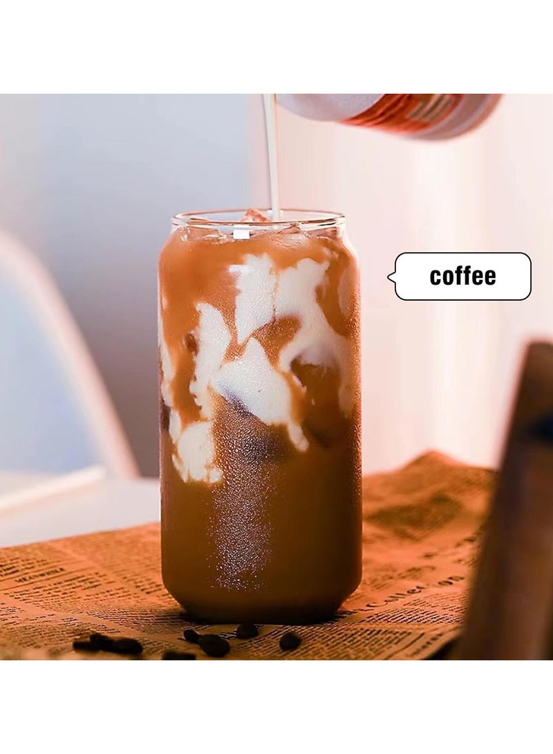 KITCHENOO Glass Cup with Lid for Iced Coffee, Smoothies, Soda Cocktails, Matcha, Bamboo, with Brush and Chalimo - Image 3
