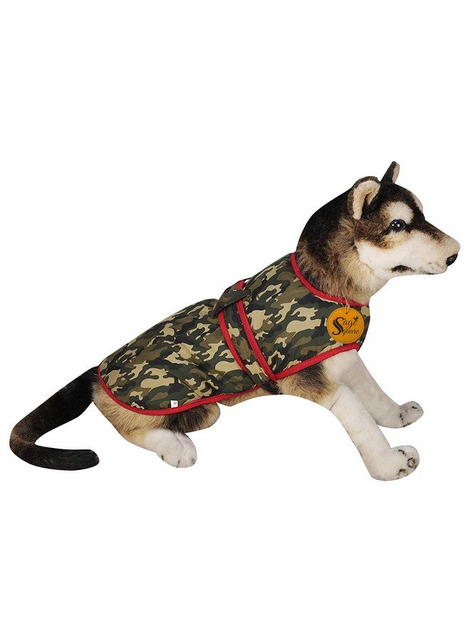 سايج سكوير معطف عسكري مموه فائق الدفء للكلاب في فصل الشتاء من الصوف السميك مع هودي للكلاب للطقس البارد (المقاس: صغير ومتوسط) (14 بوصة) - Image 1