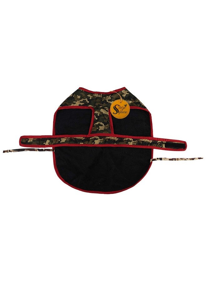 سايج سكوير معطف عسكري مموه فائق الدفء للكلاب في فصل الشتاء من الصوف السميك مع هودي للكلاب للطقس البارد (المقاس: صغير ومتوسط) (14 بوصة) - Image 5