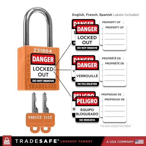 TRADESAFE Lockout Tagout Locks Set - 10 Orange Keyed Alike Padlocks, 2 Keys Per Lock, OSHA Compliant Loto Locks for Lock Out Tag Out Stations, Premium Grade - Image 3