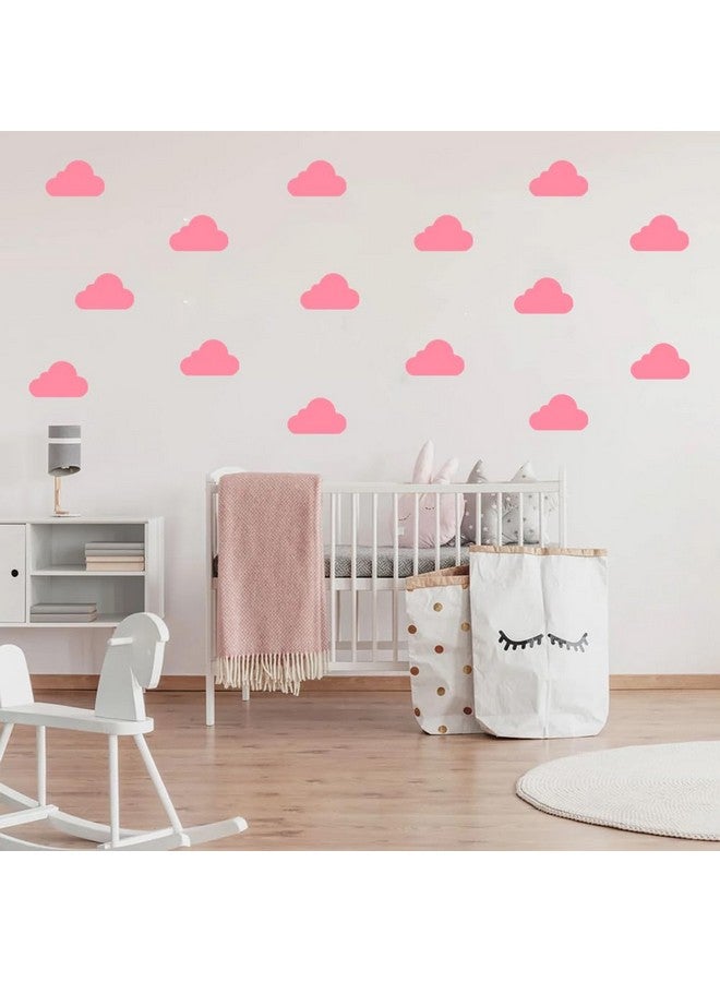 BugyBagy 72 قطعة ملصقات حائط فينيل سحابية وردية 3 بوصات - قابلة للإزالة ولصقها لل nursery، غرفة الأطفال، ديكور غرفة النوم - متينة، سهلة التطبيق، تصميم سحاب ممتع - Image 1