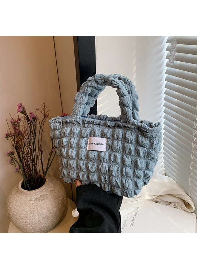 Bubble Cloud Bag Commuter Shoulder Handbag Large Capacity Summer Simple Korean Style Ins Women's Bag-Color:Blue - Image 1