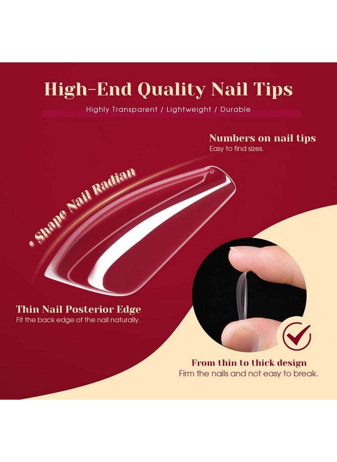 Rosalind 264PCS Clear Coffin Fake Nails with Box,ROSALIND Medium Acrylic Nail Tips Full Cover Press on Nails Extension,12 Size Shape Soft Gel Nail Tips Artificial False Nail Tips DIY Nail Salon and Home  - Image 3