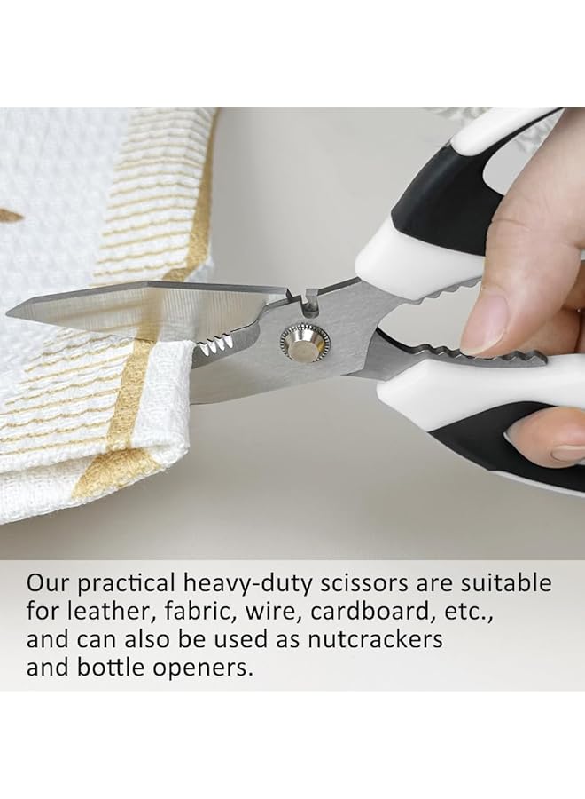 إيروريكس مقص متعدد الأغراض شديد التحمل مقاس 8 بوصات مع حقيبة واقية مقص حاد متعدد الأغراض للسجاد والأسلاك والكرتون والجلد والنسيج ومقصات سهلة القطع وأدوات لليد اليسرى واليمنى، أبيض - Image 3