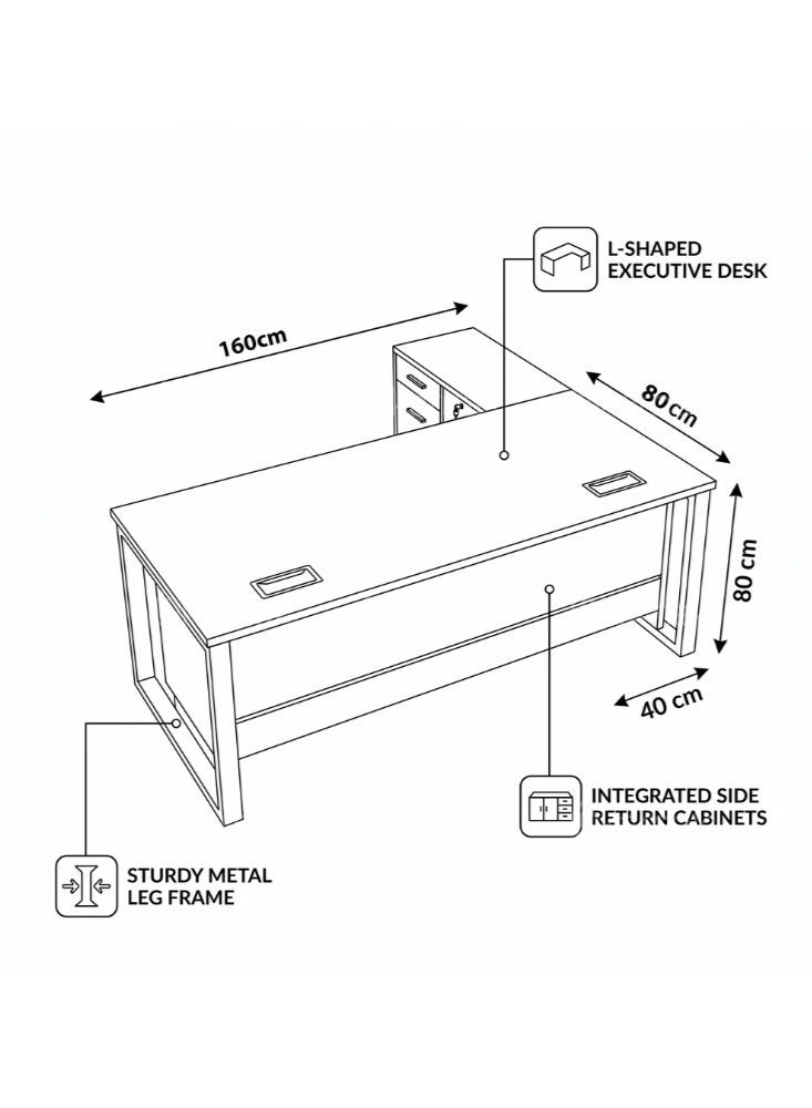 KARNAK Urbanura L-Shape Office Table - White - Image 5