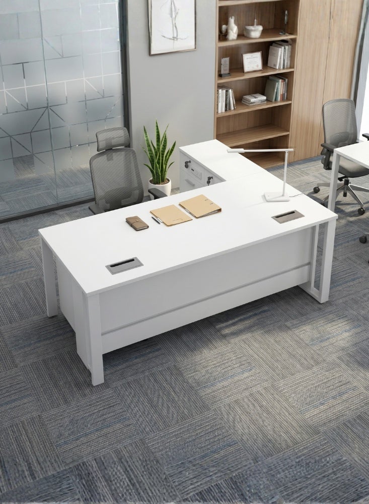 KARNAK Urbanura L-Shape Office Table - White - Image 1
