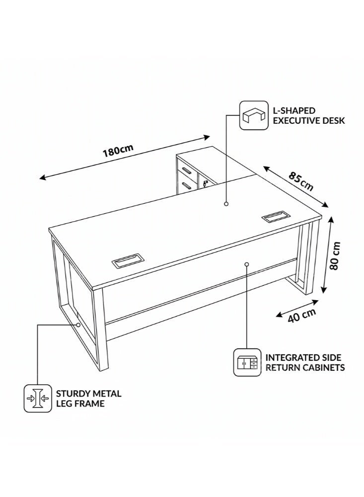 KARNAK Urbanura L-Shape Office Table - White - Image 3