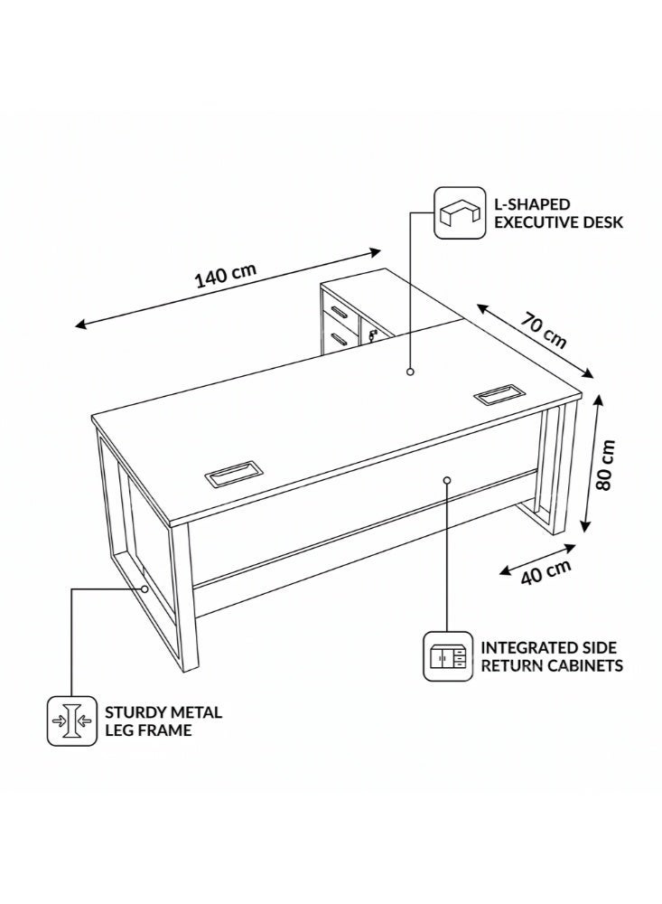 KARNAK Urbanura L-Shape Office Table - White - Image 4