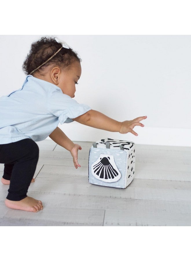 Wee Gallery Soft Block, Baby Sensory Toy with High-Contrast Graphics, Organic Soft Fabric Soft Blocks, Crinkle Flap and Textures, Tummy Time Activity for Babies and Toddlers - Ocean Animals - Image 5